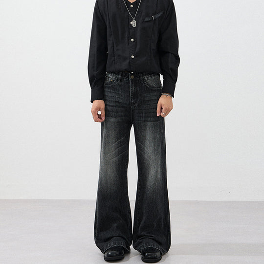 Herren Weite Vintage-inspirierte Five-Pocket-Denim-Jeans im Bodensaum-Baggy-Cut Nord Taschen