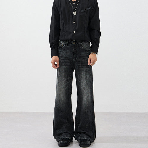 Herren Weite Vintage-inspirierte Five-Pocket-Denim-Jeans im Bodensaum-Baggy-Cut Nord Taschen