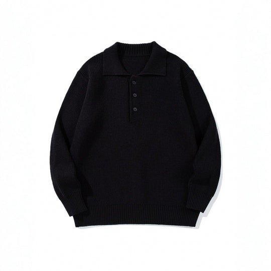 Herren Feinstrick-Polo-Pullover mit Hemdkragen, Knopfleiste und geripptem Saum Nord Taschen