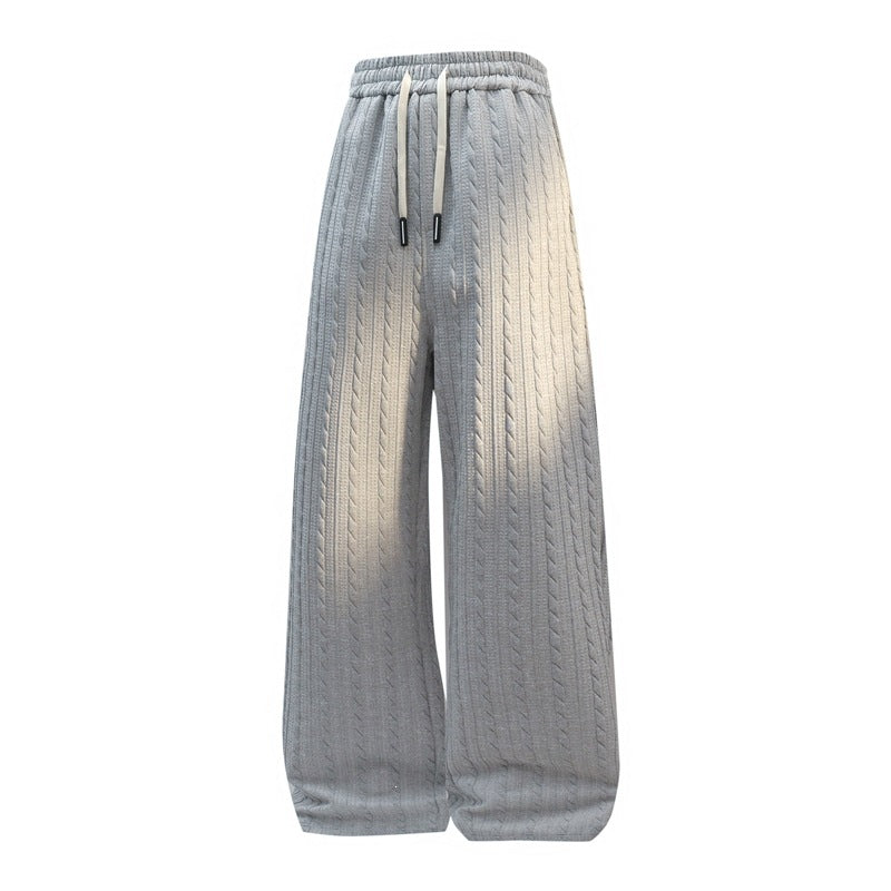 Damen Weite Strick-Loungehose mit Zopfmuster, Kordelbund & Relaxed-Silhouette Nord Taschen