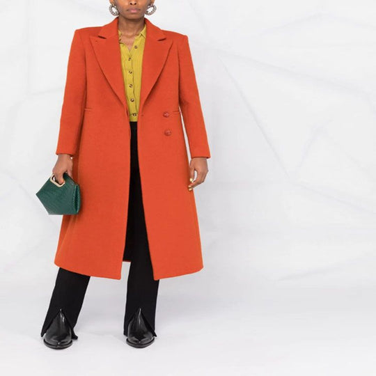 Damen Maxilanger Wollmix-Longcoat mit schlanker Nahtführung und verdeckten Eingrifftaschen Nord Taschen
