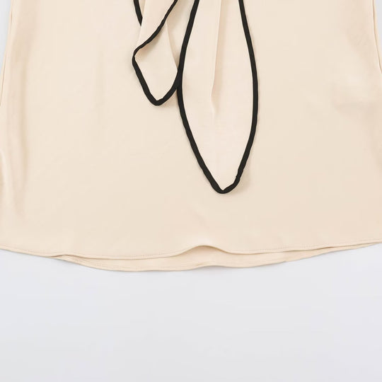 Damen Fließender Satin-Midirock mit Knotengürtel und Kontrastkante Nord Taschen