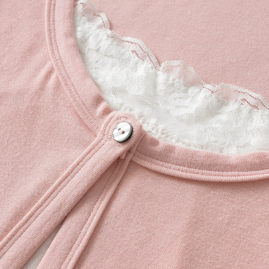Damen Lagen-Cardigan mit integriertem Spitzen‑Cami und einreihigem Knopfverschluss Nord Taschen