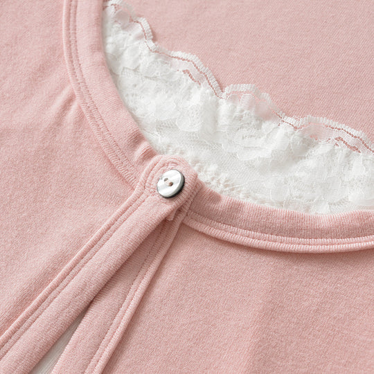 Damen Lagen-Cardigan mit integriertem Spitzen‑Cami und einreihigem Knopfverschluss Nord Taschen