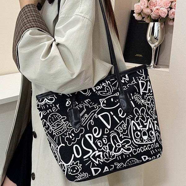 Damen kreative Handtasche mit verspieltem Comic-Druck Nord Taschen