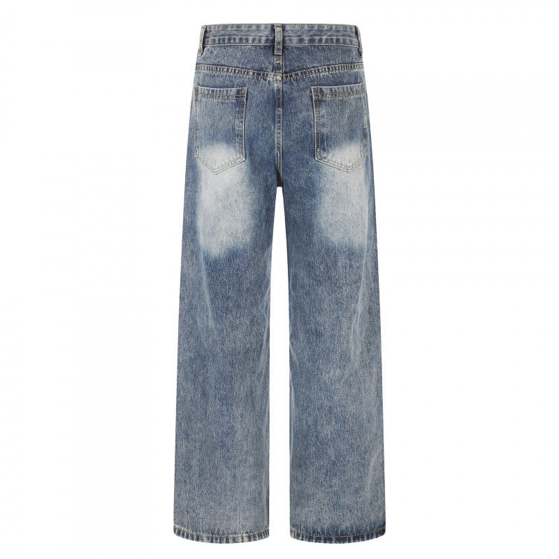 Damen Highwaist Weite-Jeans im Wide‑Leg-Schnitt mit Used‑Effekt und heller Kniebleiche Nord Taschen