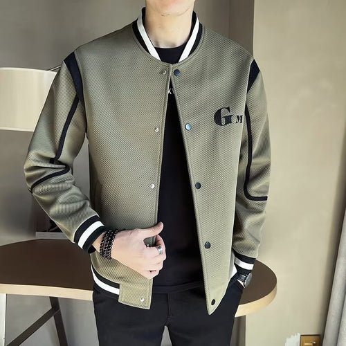 Herren Leichte Varsity-Bomberjacke mit Strukturgewebe, Rippbündchen und Druckknopffront Nord Taschen
