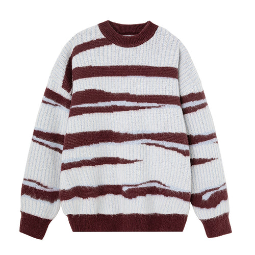 Unisex Grobstrickpullover mit Wellenintarsie und Rippenstruktur Nord Taschen