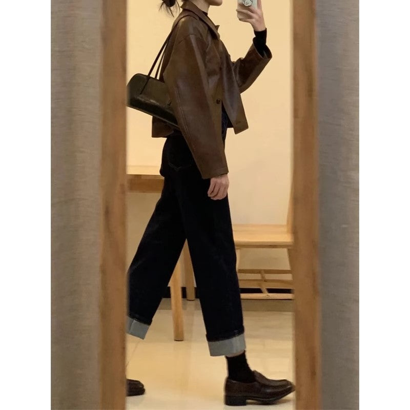 Damen Kurzjacke im Boxy-Schnitt mit Hemdkragen und Knopfleiste Nord Taschen