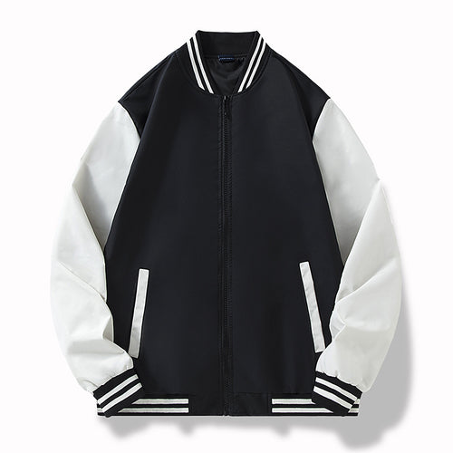 Herren College-Bomberjacke im Varsity-Stil mit kontrastierenden Ärmeln und gerippten Saumbündchen Nord Taschen