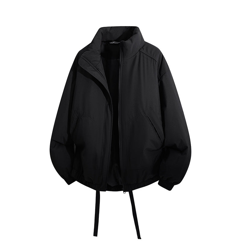 Herren Übergroße Windbreaker-Bomberjacke mit Kordelzug und Stehkragen Nord Taschen