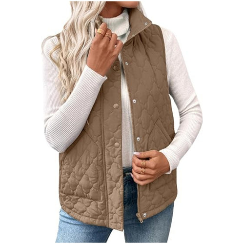 Damen Steppweste mit hohem Stehkragen, Doppelverschluss und geschwungenem Saum Nord Taschen