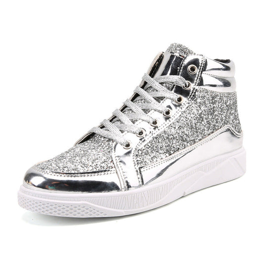 Damen Hochglänzende Sneaker mit glitzerndem Obermaterial und rutschfester Sohle