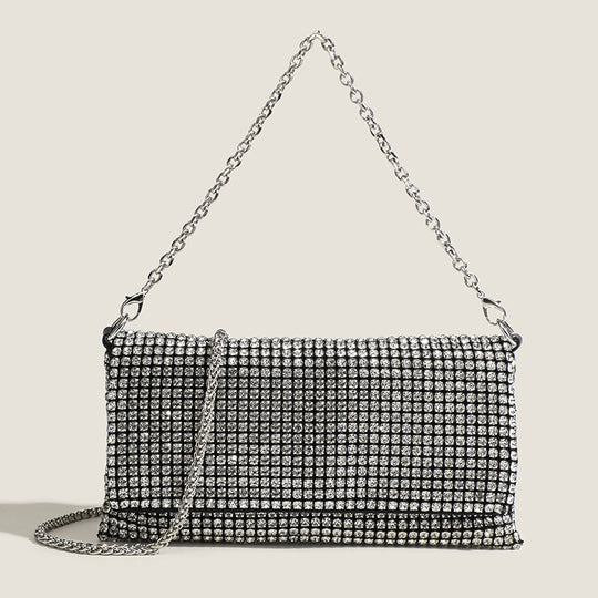Damen Clutch mit funkelndem Strass und eleganter Kettenverzierung Nord Taschen