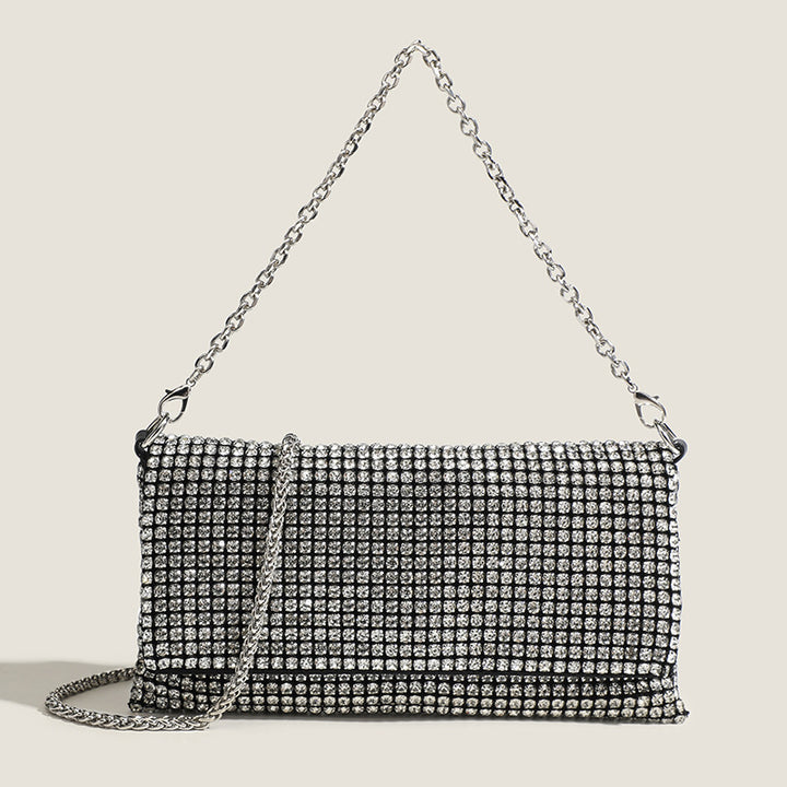 Damen Clutch mit funkelndem Strass und eleganter Kettenverzierung Nord Taschen
