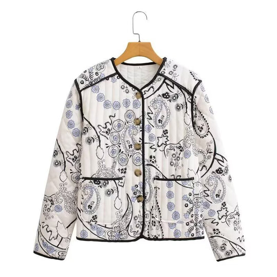 Damen Steppjacke mit ornamentaler Stickerei und kontrastierter Einfassung Nord Taschen