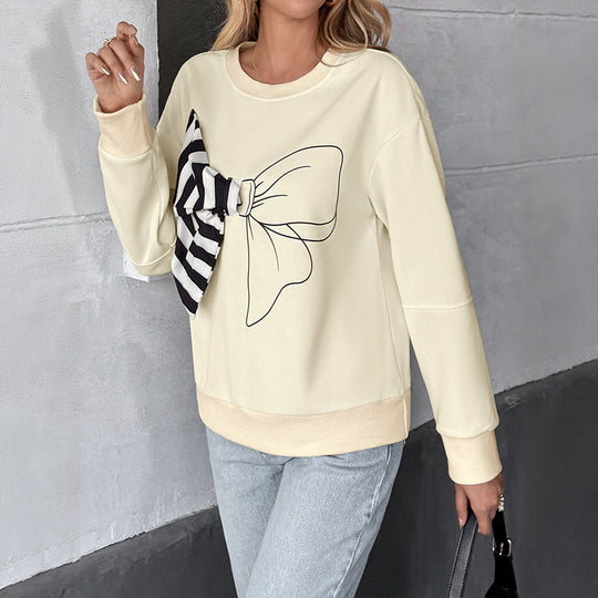Damen Oversize‑Sweatshirt mit 3D‑Schleifen‑Applikation und Rundhalsausschnitt Nord Taschen
