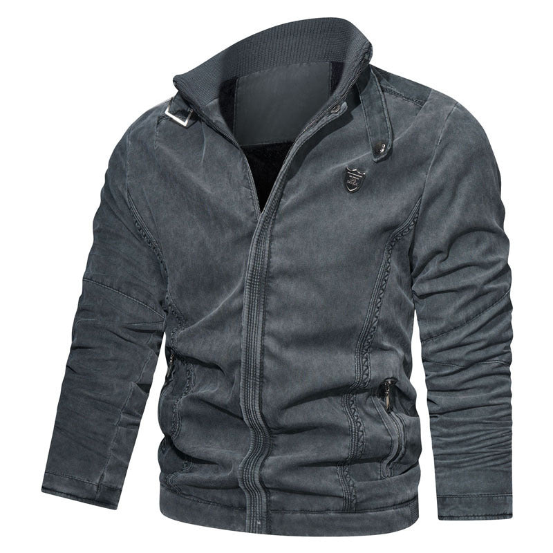 Herren leichter Canvas-Bomber mit Stehkragen, Reißverschluss und Reißverschlusstaschen Nord Taschen