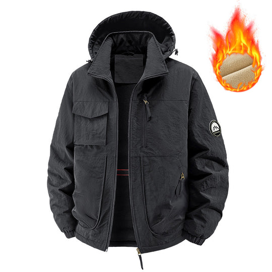 Herren Gefütterte Outdoorjacke mit Fleece-Innenfutter und multifunktionalen Utility-Taschen Nord Taschen