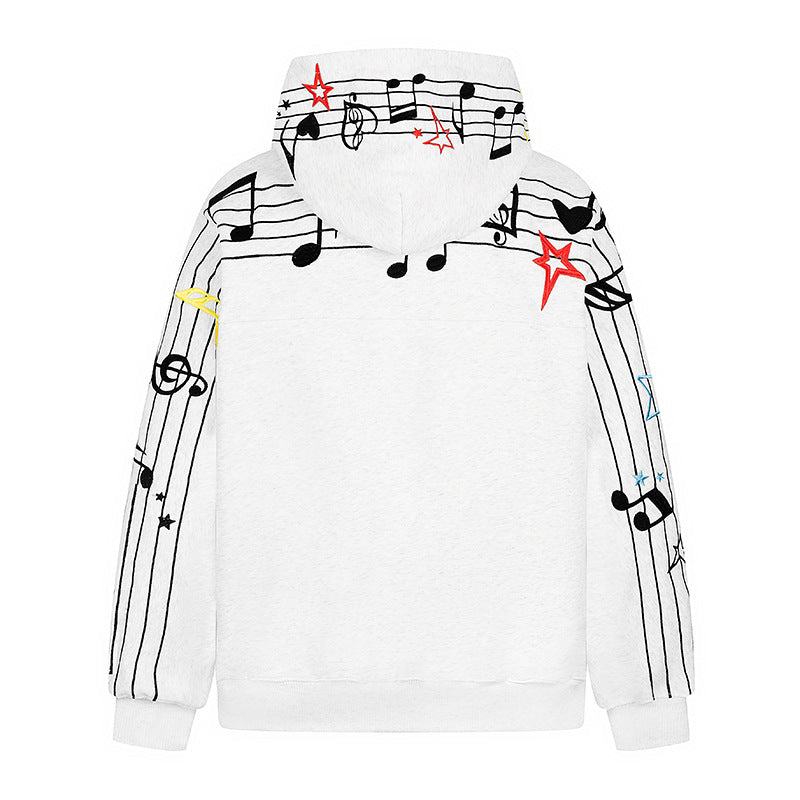 Damen Kapuzen-Sweatshirt mit musikalischem Noten- und Sternprint, relaxed Fit Nord Taschen