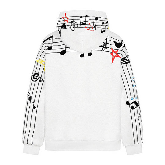 Damen Kapuzen-Sweatshirt mit musikalischem Noten- und Sternprint, relaxed Fit Nord Taschen