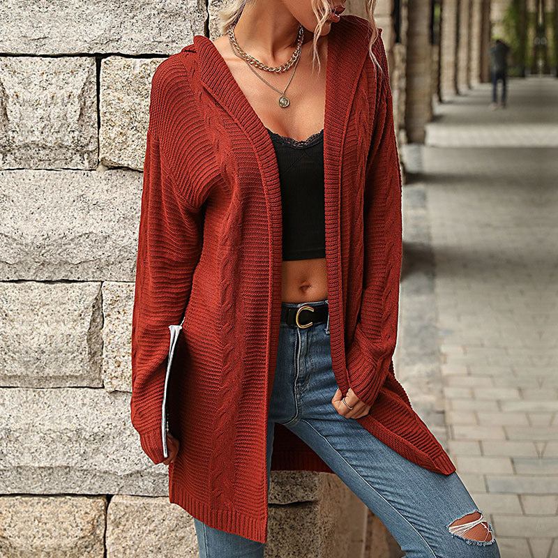 Damen Oversize-Strickcardigan mit Kapuze und Eingrifftaschen Nord Taschen