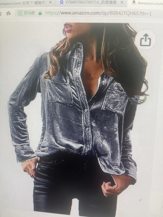 Damen Satin Bluse mit dekorativen Brusttaschen