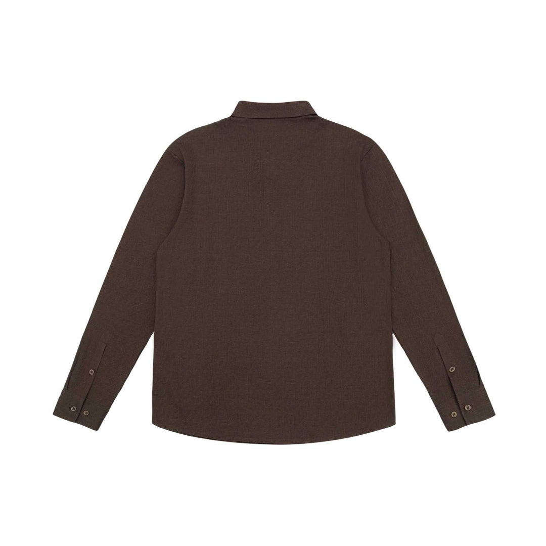 Herren Feines Baumwoll-Twill Hemdjacken‑Style mit Kentkragen und abgerundetem Saum Nord Taschen