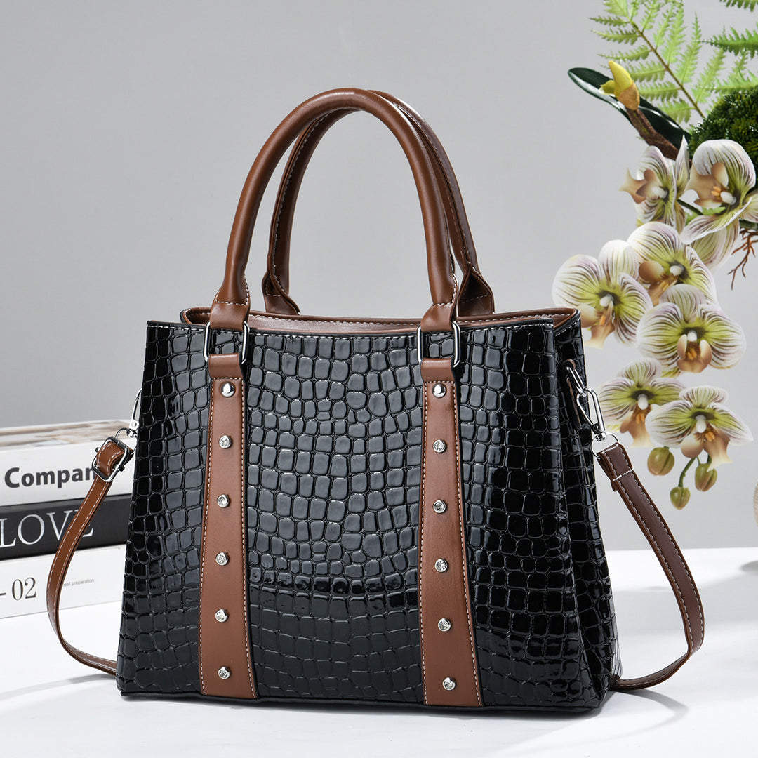 Damen elegante Handtasche mit modernem Karomuster Nord Taschen