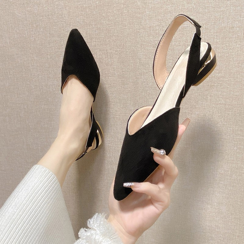 Damen Slingback-Pantoletten aus hochwertigem Wildleder mit feinem Absatz