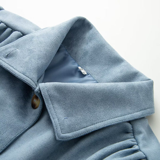 Damen Taillierbare Kurzjacke mit Tunnelzug, Stehkragen und Ballonärmeln Nord Taschen
