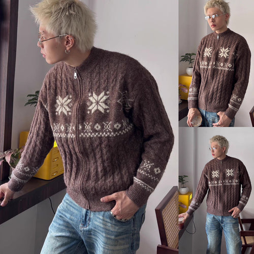 Herren Pullover mit Zipper und geometrischem Muster Nord Taschen