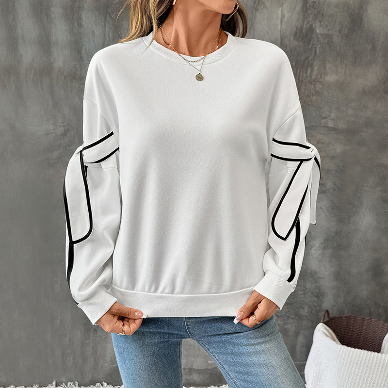 Damen Oversize-Sweatshirt mit Schleifenärmeln und Kontrastpaspel Nord Taschen