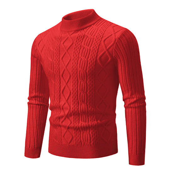 Herren Strukturierter Mockneck-Zopfstrickpullover Nord Taschen
