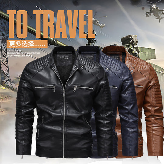 Herren Modische Kunstlederjacke mit Reißverschluss und strukturierten Akzenten Nord Taschen