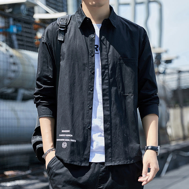 Herren Oversized-Hemdjacke im Casual-Worker-Stil mit Brusttasche und durchgehender Knopfleiste Nord Taschen