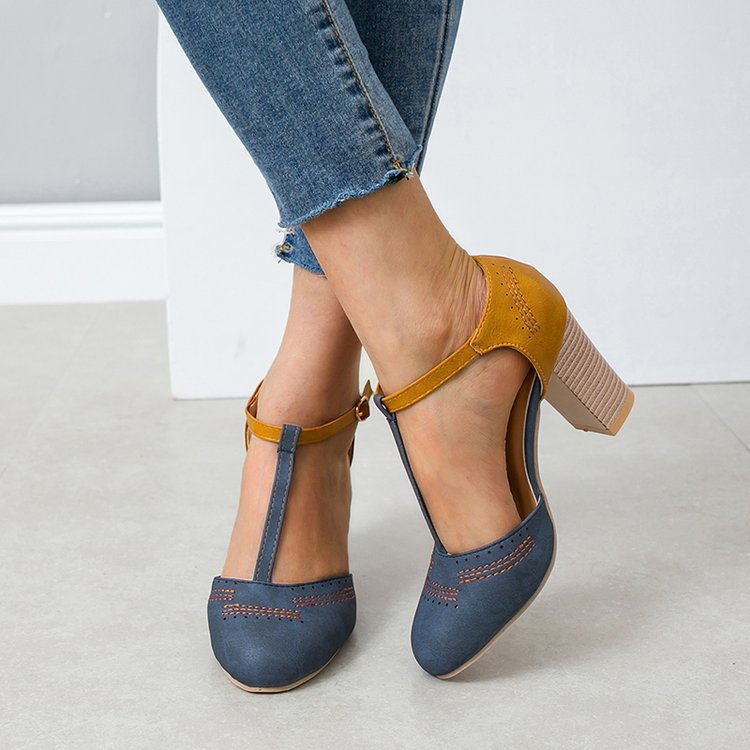 Damen Blockabsatz-Pumps mit elegantem Riemen und modischem Design
