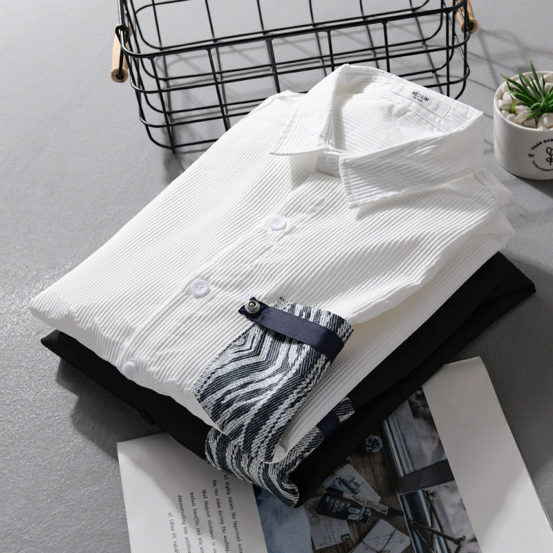 Herren Leichtes Langarm-Hemd im Layering-Look mit fein strukturierter Webung und gemusterter Brusttasche Nord Taschen