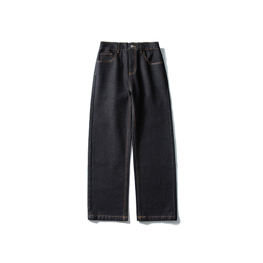 Damen High‑Waist gerade geschnittene Denim-Jeans mit weitem Bein und sichtbaren Kontrastnähten Nord Taschen