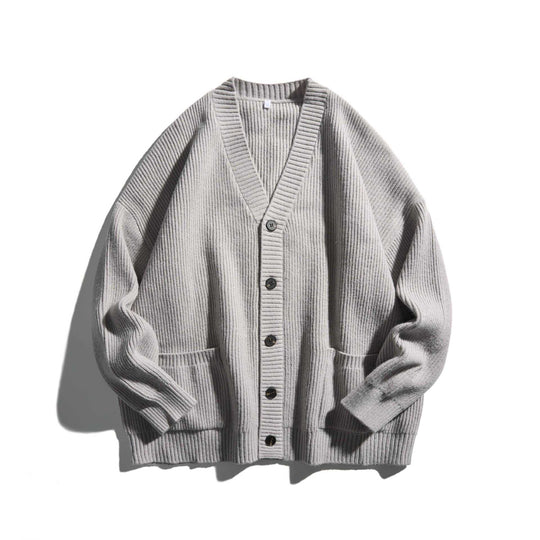 Damen Oversize Rippenstrick-Cardigan mit V‑Ausschnitt und aufgesetzten Taschen Nord Taschen