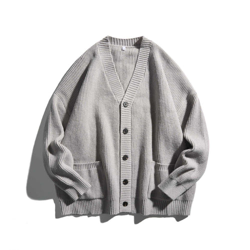 Damen Oversize Rippenstrick-Cardigan mit V‑Ausschnitt und aufgesetzten Taschen Nord Taschen
