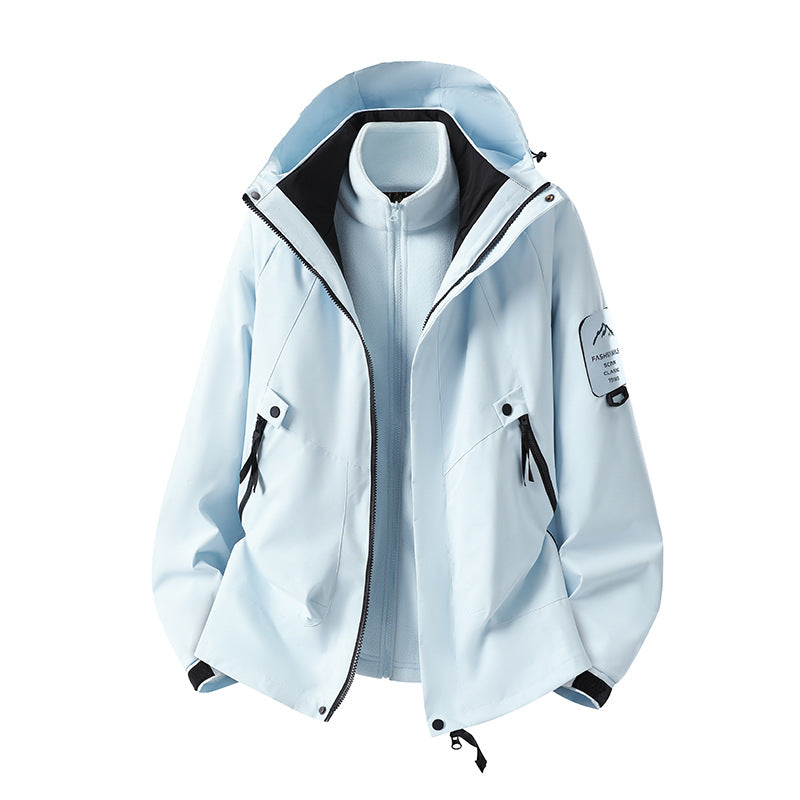 Herren Zwei-in-eins Wetterschutzjacke mit abnehmbarer Steppweste und verstellbarer Kapuze Nord Taschen