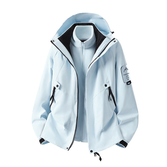 Herren Zwei-in-eins Wetterschutzjacke mit abnehmbarer Steppweste und verstellbarer Kapuze Nord Taschen