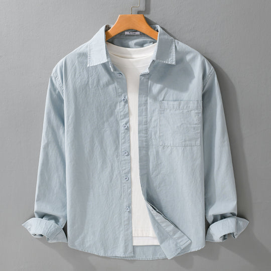Herren Relaxed-Fit Baumwoll-Overshirt mit Kentkragen und Brusttasche Nord Taschen