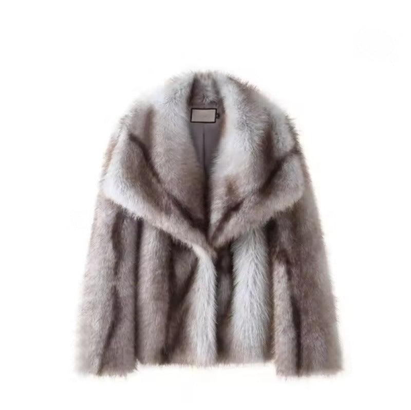 Damen Kurzer Plüsch-Kunstpelz-Bolero mit weitem Schalkragen und soften Hochflor Nord Taschen
