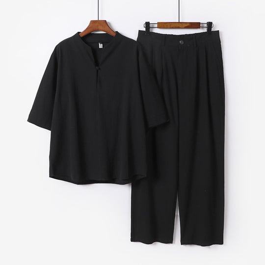 Herren Zweiteiliges Leichtes Freizeitset mit Stehkragen und elastischer Bundhose Nord Taschen