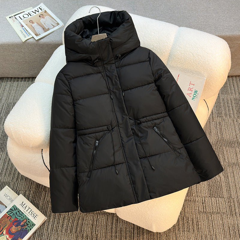 Damen nan athleisure Kapuzenjacke mit Volumenkragen, Kordelzug und verdeckter Reißverschluss Nord Taschen