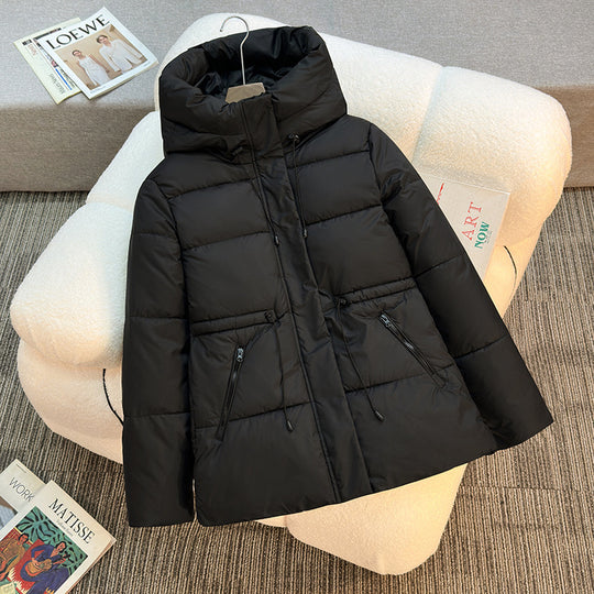 Damen nan athleisure Kapuzenjacke mit Volumenkragen, Kordelzug und verdeckter Reißverschluss Nord Taschen