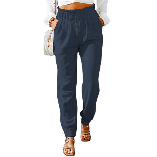 Damen Luftige Baumwollhose mit elastischem Bund und praktischen Taschen