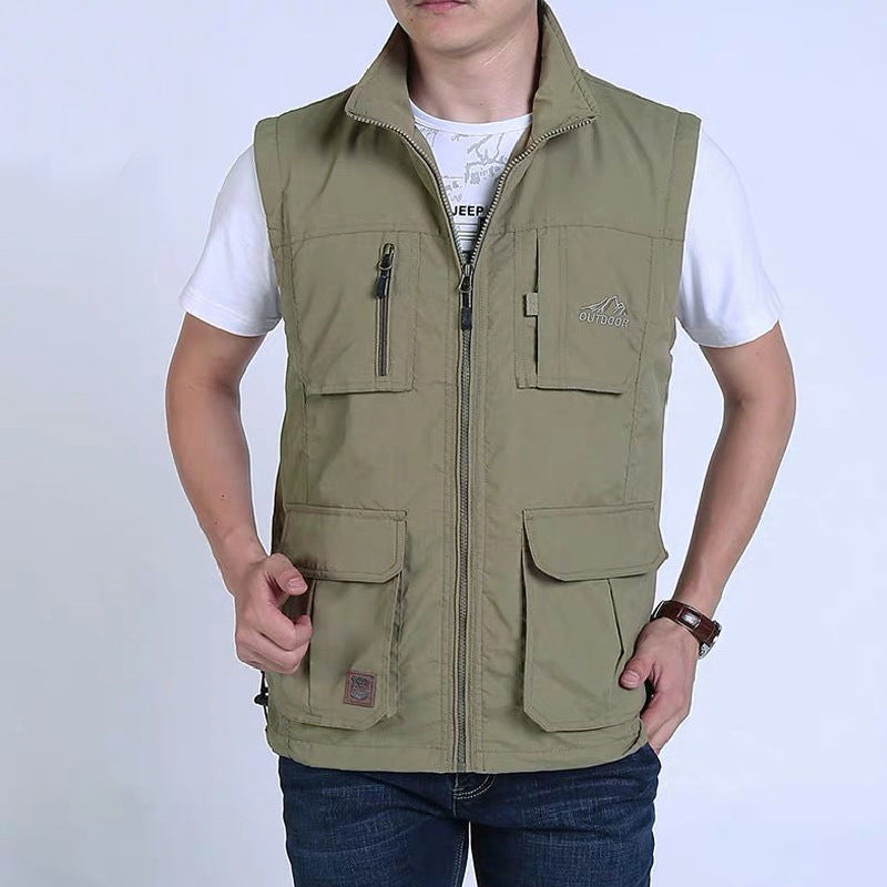 Herren Multifunktionale Outdoor‑Weste mit Mesh‑Futter, Reißverschluss‑Taschen und verstellbarem Saum Nord Taschen